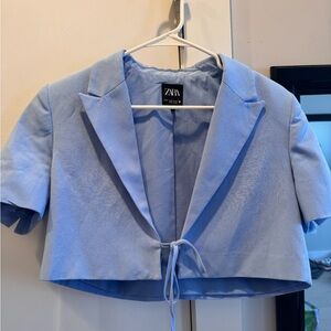 ZARA Powder Blue Cropped Blazer Jacket – Size M (Never Worn)